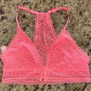 NWT! Victorias Secret Neon Coral Lace Bralette S